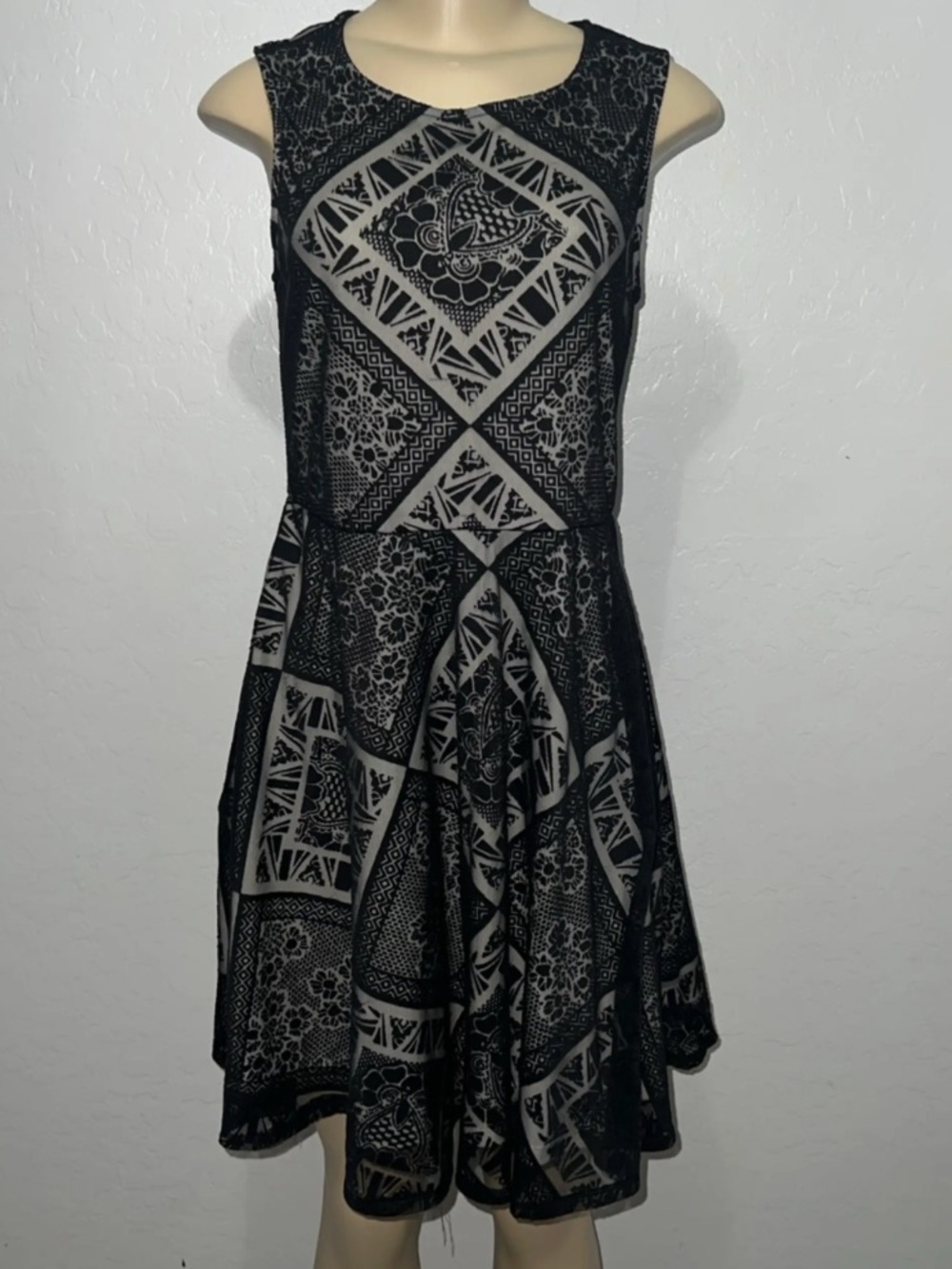 Xhilaration Black and gray Sleeveless Fit-and-Flare Dress